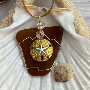Sand dollar sea glass necklace